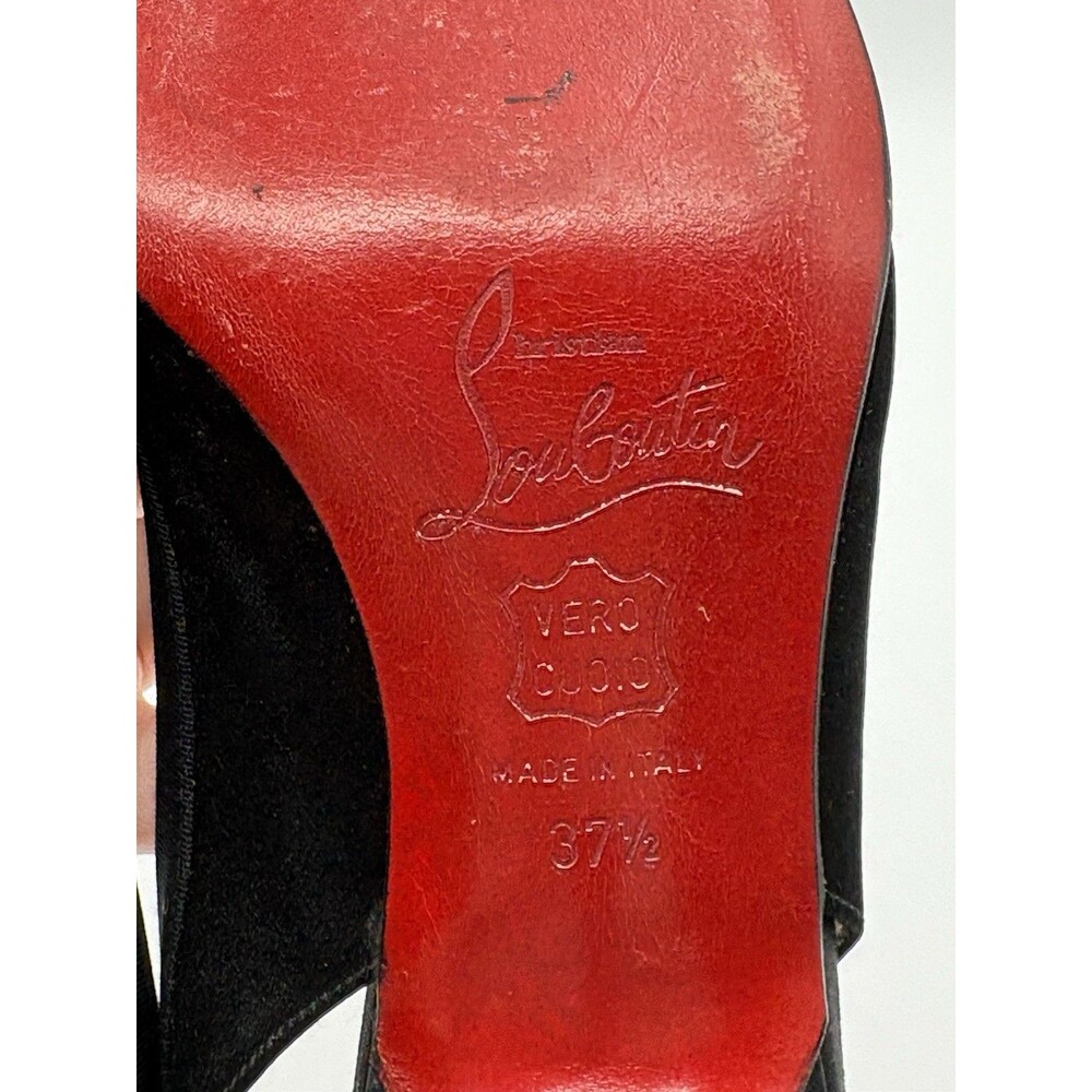 Christian Louboutin Black Satin Slingback Kitten Heels Vintage Sz EU 37.5 - Picture 11 of 13
